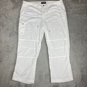 LRL Lauren Active Ralph Lauren White Cropped Cargo Pants Womens Size 16‎